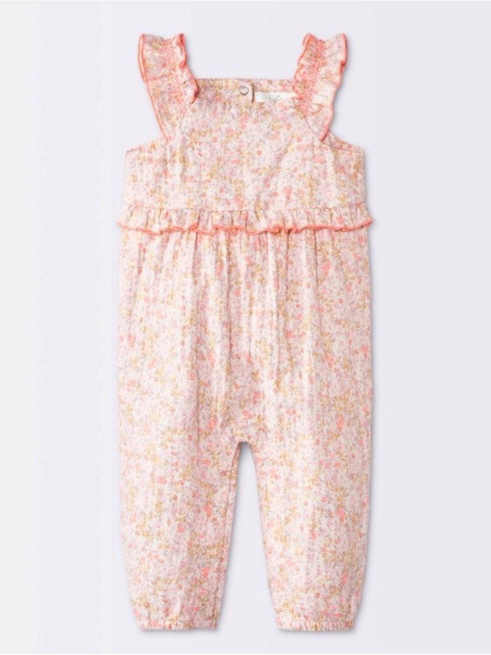 cloud island Pink Floral Ruffle Romper